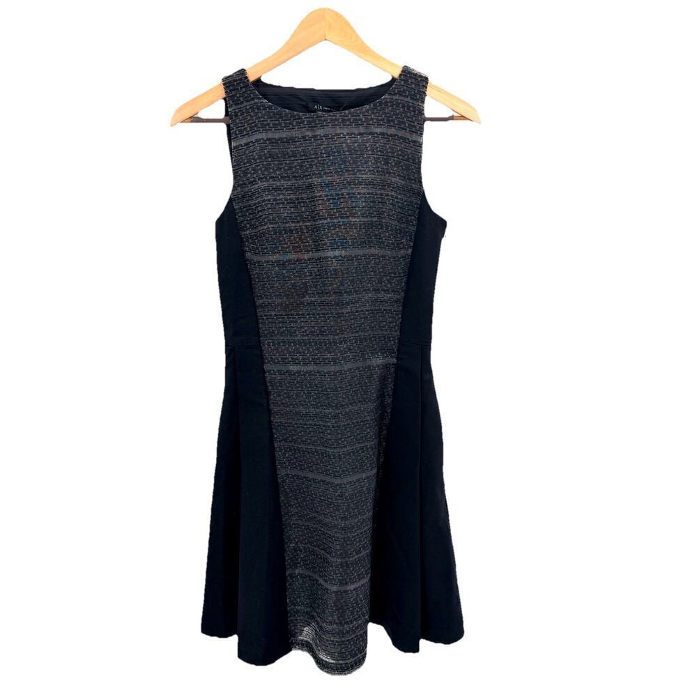 AX Armani Exchange Gray Black Sleeveless Fit & Flair Cocktail Dress Womens 2